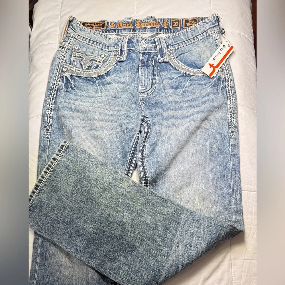 Rock Revival Blue Men's Jeans - Picture 6 of 16